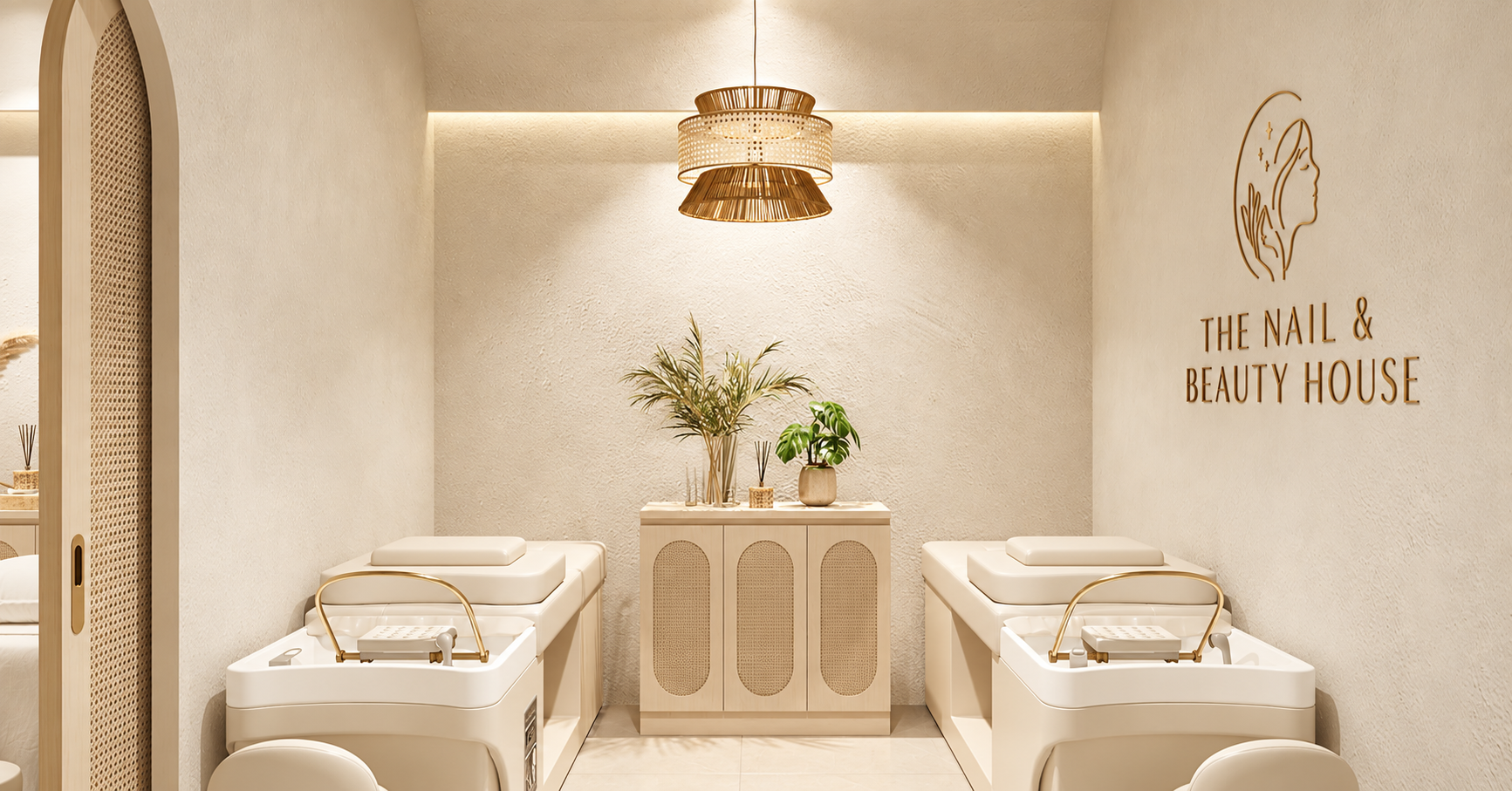 Two private head spa treatment beds in the salon concept